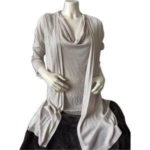 White‎ House Black Market XL Knit Top & Cardigan Set Shimmery Cowl Neck